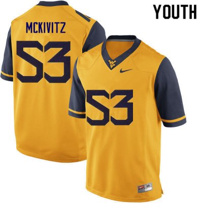 Youth West Virginia Mountaineers NCAA #53 Colten McKivitz Gold Authentic Nike Stitched College Football Jersey DA15V21NP